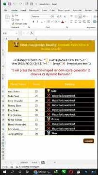 🏆 Excel IF and Rank Function : Automatic Gold, Silver & Bronze Awards!
