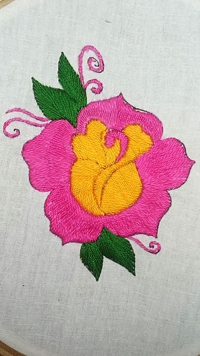 Rose Flower Hand Embroidery Flower Tutorial Step By Step. #embroiderydesign #bordado | SmirchS