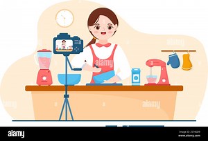 Live Streaming Online Cooking with chef in Class Learn to Cook Homemade Food and Variety of Dishes in Flat Cartoon Hand Drawn Template Illustration Stock Vector Image & Art - Alamy