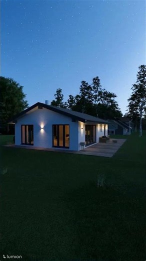 Night Small House Design 19 (12 x 8 m)