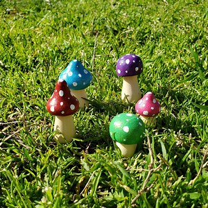 Small Hand Painted Wooden Fairy Mushroom Toadstools - Etsy