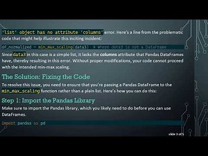Resolving the List Object Has No Attribute Columns Error in Python Min-Max Scaling