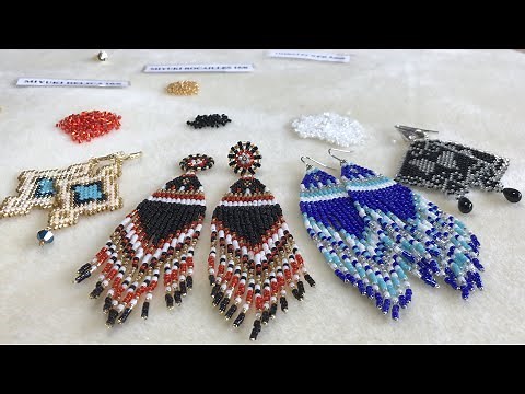 Perlenohrringe Tutorial - Flat Brick Stitch Technik