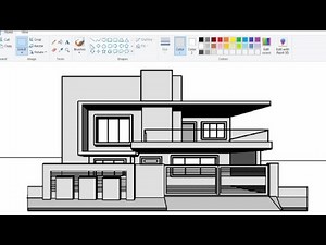 How to make 3d house in MS paint | beautiful building house drawing | house drawing easy.