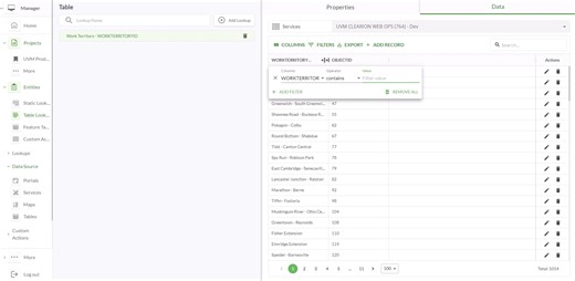 Lookup - data tab - filters