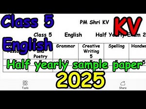 KV Class 5 English Santoor 2025 half yearly sample paper #seenuprt #halfyearlyexam #english #kv