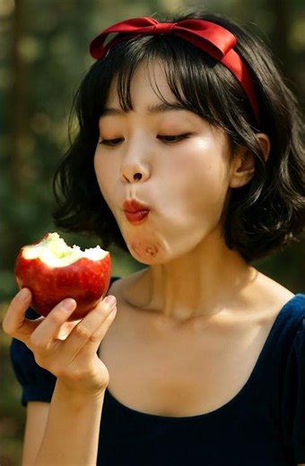 Beautiful Girl Eating Apple ASMR 🍎 Satisfying Sounds