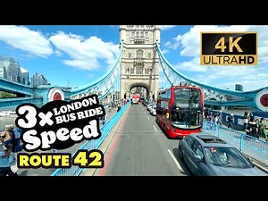 LONDON BUS RIDE 3x Speed, 42, East Dulwich to Liverpool Street, Tour in Diorama-like London, 4K