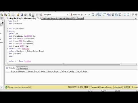 Lookup table in sql server..sine nd cosine,tangent,squareroots