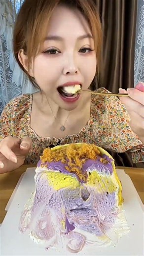 Cream Cake Eating 🍰ASMR | Soft & Sweet Dessert Mukbang #shorts