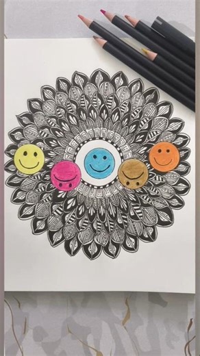 Satisfying Mandala Coloring with Smiley Faces 😊