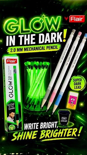 🌟Glow in dark” Flair Glow 2.0 mechanical pencil 😍| flair move pencil | pencil pencil | lead pencil