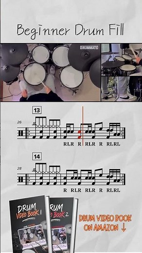 Beginner Drum Fill | Drum Video Book #drumbooks #drumsheetmusic #drumtutorial