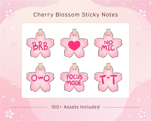 Cherry Blossom Sticky Notes: Vtuber Stream Assets (100  PNG) - Etsy