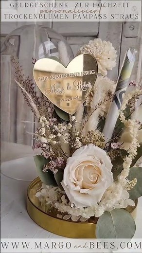 Einzigartiges Geldgeschenk zur Hochzeit 💌 | Geschenkschachtel mit Trockenblumen & Personalisierung