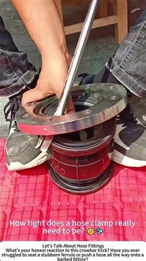 Installing a Metal Ferrule on a Hose – Crowbar Helps It Seat 🔧