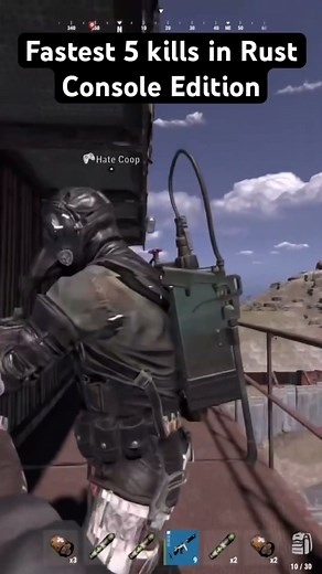 1v5 in airfield tower killed them so fast #rustconsole #rust #skills #kill