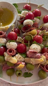 Antipasto Skewers take just 15 minutes to make and can be assembled entirely in advance! Make an antipasto "wreath" by placing them on a round plate with rosemary sprigs for a holiday appetizer! Comment "RECIPE" to have a link to the recipe delivered straight to your DM. https://flavorthemoments.com/antipasto-skewers/ | Flavor The Moments
