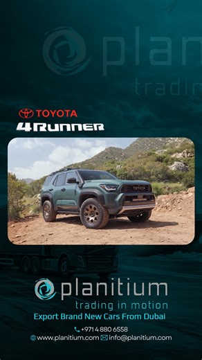 PLANITIUM CARS EXPORT on Instagram: "Conquer every terrain with confidence — the Toyota 4Runner built for power, adventure, and durability. Ready for any road, any journey. . . . #Toyota4Runner #4Runner #ToyotaSUV #OffRoadPower #AdventureDrive #BuiltForTheWild #SUVLife #DriveInStyle #ToyotaPerformance #Benin #Togo #Tchad #Cameroon #GuineaEquatorial #IvoryCoast #Niger #Mauritania #Mali #Venezuela #Bolivia #DominicanRepublic #Panama #Colombia #Peru #Paraguay #Laos #Cambodia #Philippines #Mongolia"