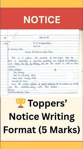 📢 How to Write the Best Notice 9-12 English 2026?| Model Answer By Candidate |Writing Skills#shorts