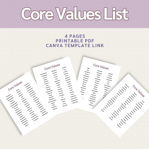 Core Values List | Therapy Printables, DBT, CBT, IFS & Emdr, Printable Pdf, Psychology Resources, Therapy Card Deck, Therapy Workbook - Etsy