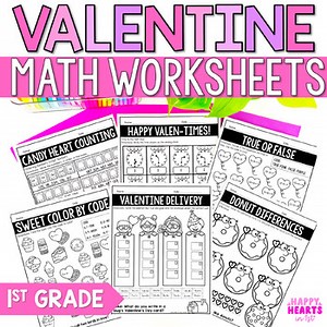 Valentine's Day Math Worksheets 1st Grade February Morning Work Review Centers
