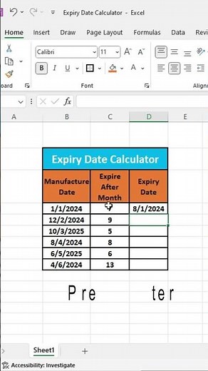 Calculate Expiry Date in Excel | Formula for Expiration Dates