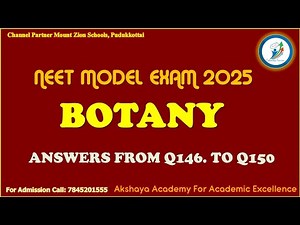 Biology Q.146- Q.150. (NEET MODEL EXAM 2025, Pudukkottai)