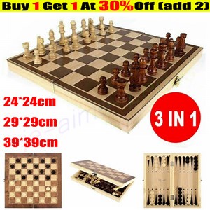 39cm XL Large Chess Wooden Set Folding Chessboard Pieces Wood Board Chess Board  | eBay UK