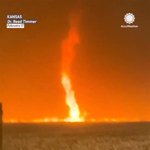A fire whirl was spotted by Reed Timmer Extreme Meteorologist as a wildfire burned near Englewood, Kansas, on Tuesday. 🌪️🔥 Here's how they form. | AccuWeather
