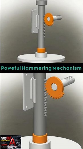 Powerful Rack and Pinion Hammering Mechanism Animation#shorts