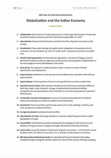 Globalization and the Indian Economy – Full Chapter Summary | Class 10 Economics