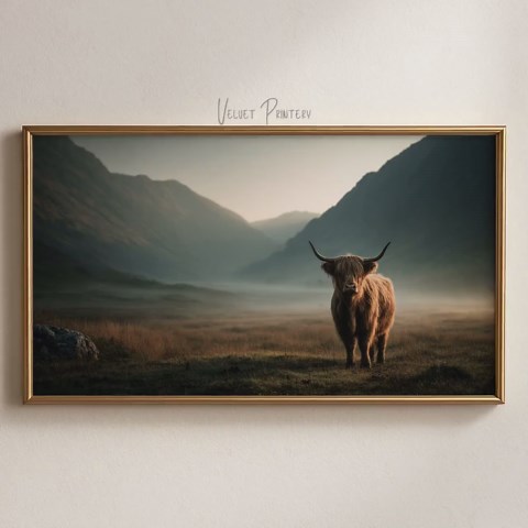 Highland Cow Frame TV Art 4K – Samsung Frame TV Art Download, Rustic Farmhouse Cow Painting, 3840x2160 Digital Art for TV - Etsy