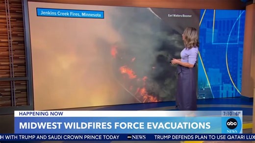 Several wildfires burning with evacuations in Minnesota— rough conditions again today! Plus parts of PA to NC on flood watch. All-Time May heat records possible In parts of Texas. San Antonio, Austin Much to discuss. | Ginger Zee