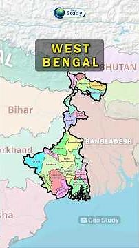 All West Bengal Districts : Border & Internal Districts Map Animation 🗺️ #Shorts #WBPSC #wb #upsc
