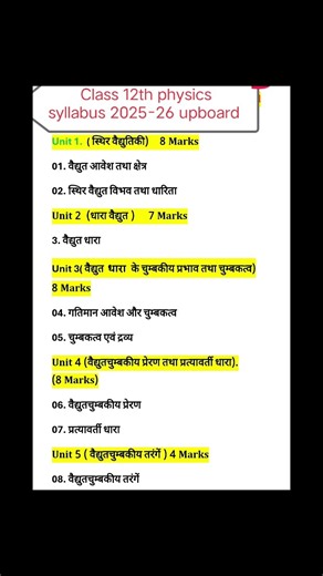 class 12 physics upboard syllabus 2025-26‪@MadhviAcademy20‬