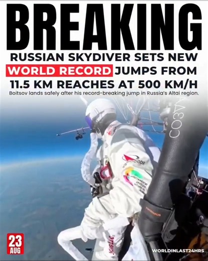 Russian Skydiver Sets New World Record With 11.5 KM Stratosphere Jump! 🌍🪂