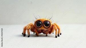 A playful cartoon spider with big eyes scuttles around a light-filled room, showcasing its lively personality and engaging movements.