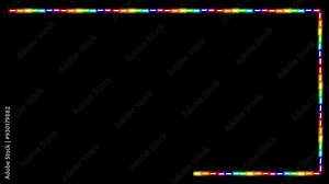 Neon rectangle frame animation. Rainbow color rectangular glowing frame animation 4K . neon Led frame. Glowing Neon LED motion effect Stock Video