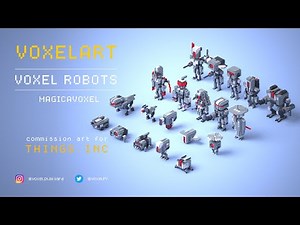 Voxel Art - Voxel Robots - Magicavoxel Timelapse