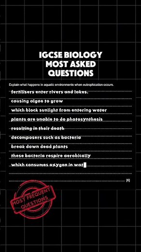 IGCSE Biology 🔴 predicted questions for 2026 exams Part 13 (Ecology - eutrophication)