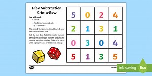 Four in a Row Dice Subtraction Game