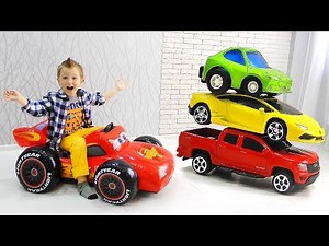 Max play hide and seek with Huge SUPER Cars - Funny Story for kids