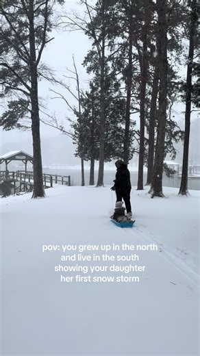 My husband was pumped to show our daughter the snow we got here in NC! Growing up in PA, we saw our fair share of snow. Now living in NC where we don’t see any, this was a fun day for the kids! #snowday #nc #snow #momsoftiktok #parentsoftiktok