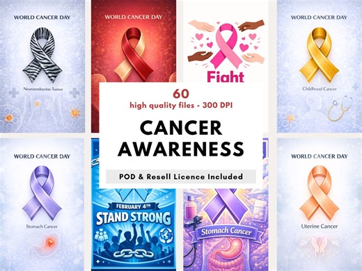 World Cancer Day Poster Bundle – 60 Cancer Awareness Ribbon Prints, Ready to Print - Etsy