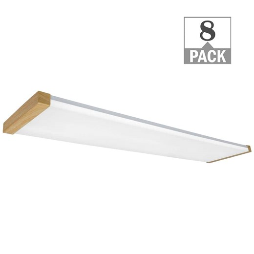 Check The Home Depot's Q&A Before Buying: Commercial Electric 8-Pack 4 ft. x 10 in. Modern LED Kitchen Light Flush Mount Light 4200LM 46W Adjustable CCT 120V Light Oak End Caps