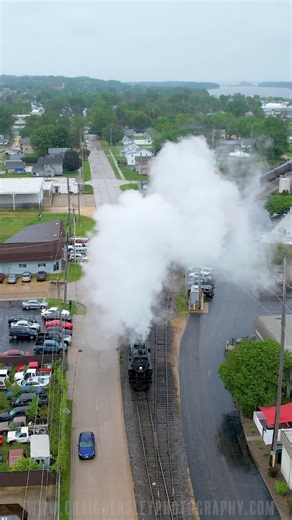 CP 2816 splits Roosevelt street in Clinton, IA #reels #reelsfb #train #railroad #railway #steam #drone #video | Craig Hensley Photography