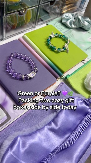 Cutie Supply | Packing Green & Purple Gift Boxes #stationerylovers #smallbusiness #packingorders