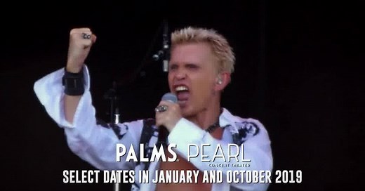 281K views · 11K reactions | Vegas, I’m coming back for more! Steve Stevens, my band and I will play a 10-night residency at The Pearl Concert Theater at the Palms Jan & Oct of 2019! Use password VITALIDOL starting Wed at 10am PT for access to my Fan Presale! Click “Learn More” for info on tix + VIP meet & greets! | Billy Idol | Facebook