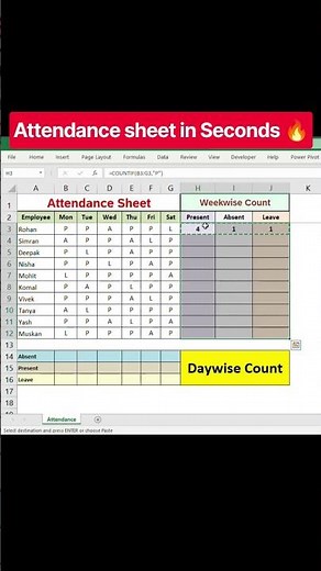 📊 Excel Attendance Report | Employee Wise & Day Wise Present, Absent & Leave | Excel Tutorial 🔥
